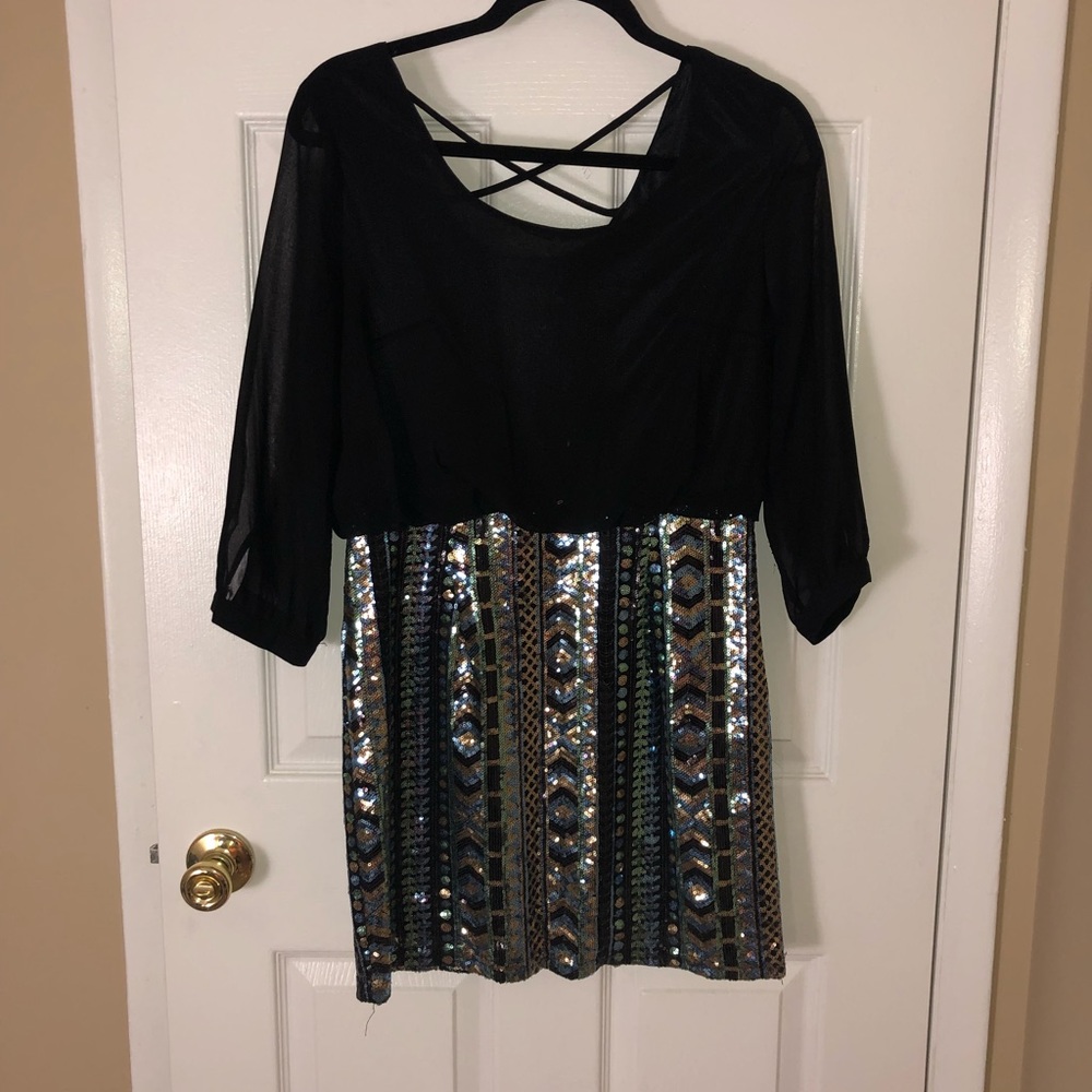 Black sequin mini dress